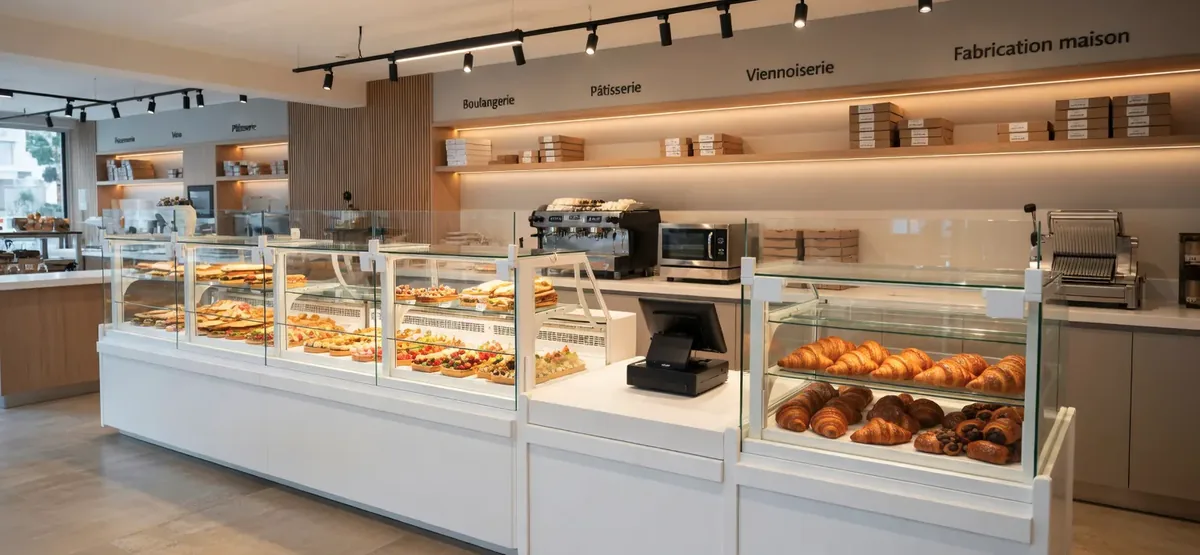 Linéaire de vitrines réfrigérées sur-mesure en boulangerie